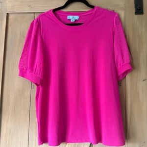 CeCe Bright Pink Short Sleeve Top